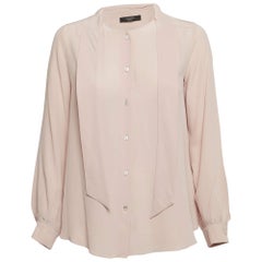 Weekend Max Mara Pink Silk Tie-Neck Shirt S