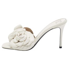 Valentino Cream Leather 03 Rose Edition Atelier Slides Size 40