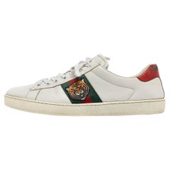 Gucci White Leather Web Ace Sneakers Size 46