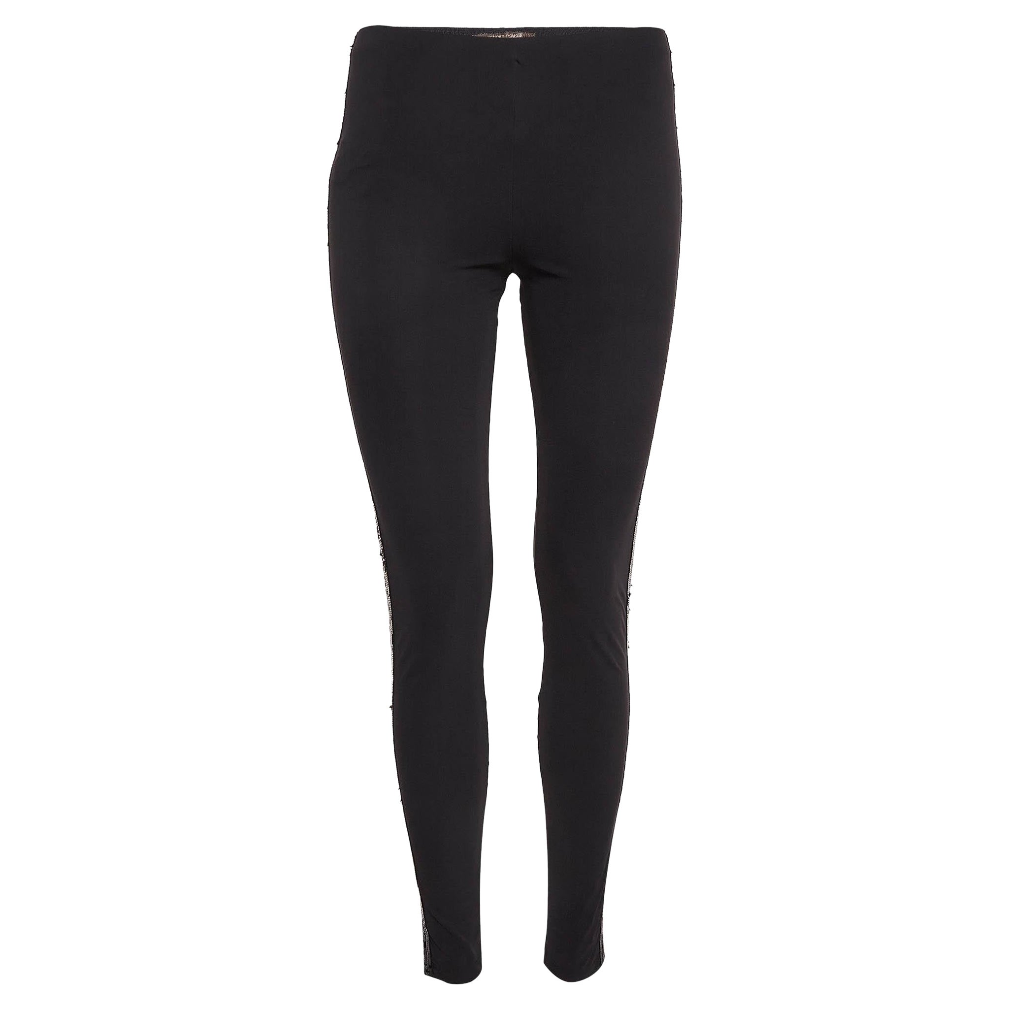 Roberto Cavalli Black Sequin Jersey Leggings M For Sale