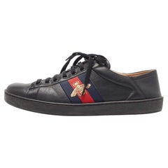 Gucci Black Leather Web Ace Sneakers  Sneakers Size 43