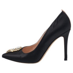 SJP Sarah Jessica Parker Schwarze Satin Tempest Pumps Größe 37,5