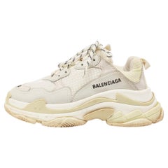 Balenciaga S.S. White, pelle e mesh, scarpe da ginnastica basse a tripla S, taglia 38