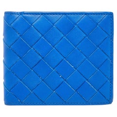 Bottega Veneta Blue Intrecciato Leather Bifold Wallet