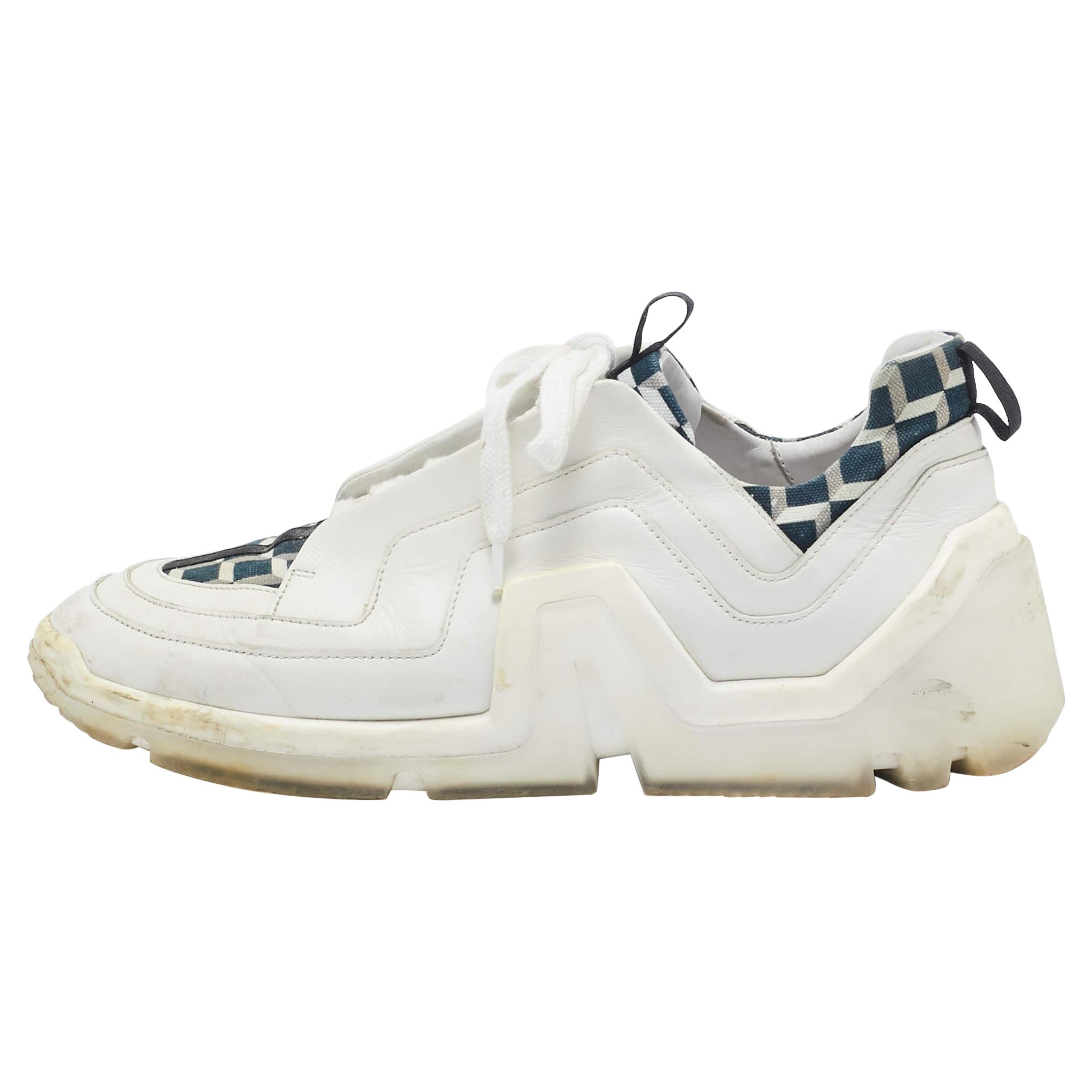 Pierre Hardy Vibe blanco/negro de piel y lona  Zapatillas talla 43 en venta