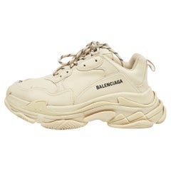 Balenciaga Cream Faux Leather Triple S Sneakers Size 41