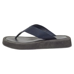 The Row Black Leather and Fabric Thong Sandals Size 39