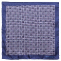 Salvatore Ferragamo Blue Silk Gancini Pocket Square