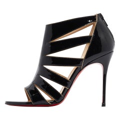 Christian Louboutin Black Patent Leather Beauty K Cage Booties Size 37