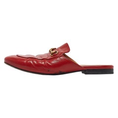 Gucci Red Leather Princetown Flat Mules Size 37.5