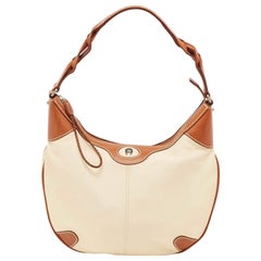 Aigner Brown/Off-White Leather Logo Hobo