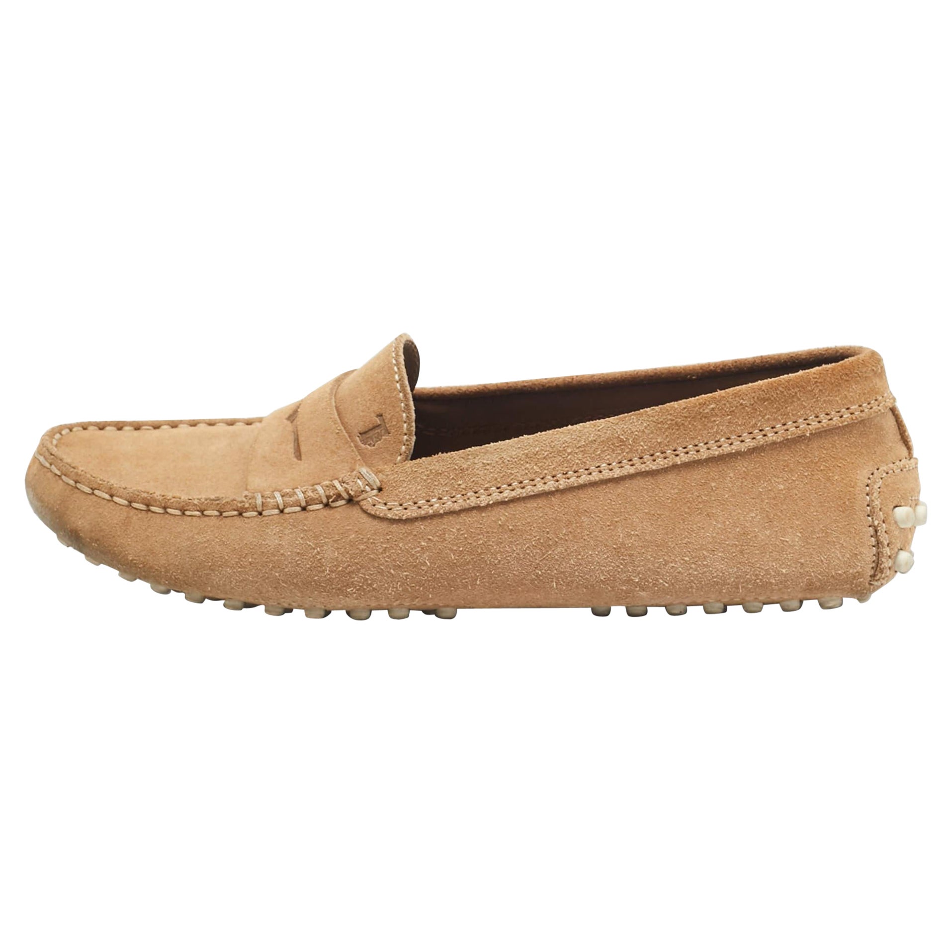 Tod's Light Brown Suede Penny Loafers Size 35 For Sale