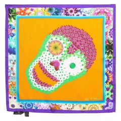 Etro Orange Printed Silk Square Scarf