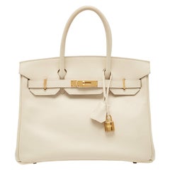 Hermes Craie Epsom Leather Gold Finish Birkin 30 Bag