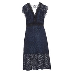 Sandro Navy Blue Emeline Lace Midi Dress S
