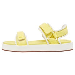 Loro Piana Yellow/White Suede and Fabric Waikiki Sandals Size 37