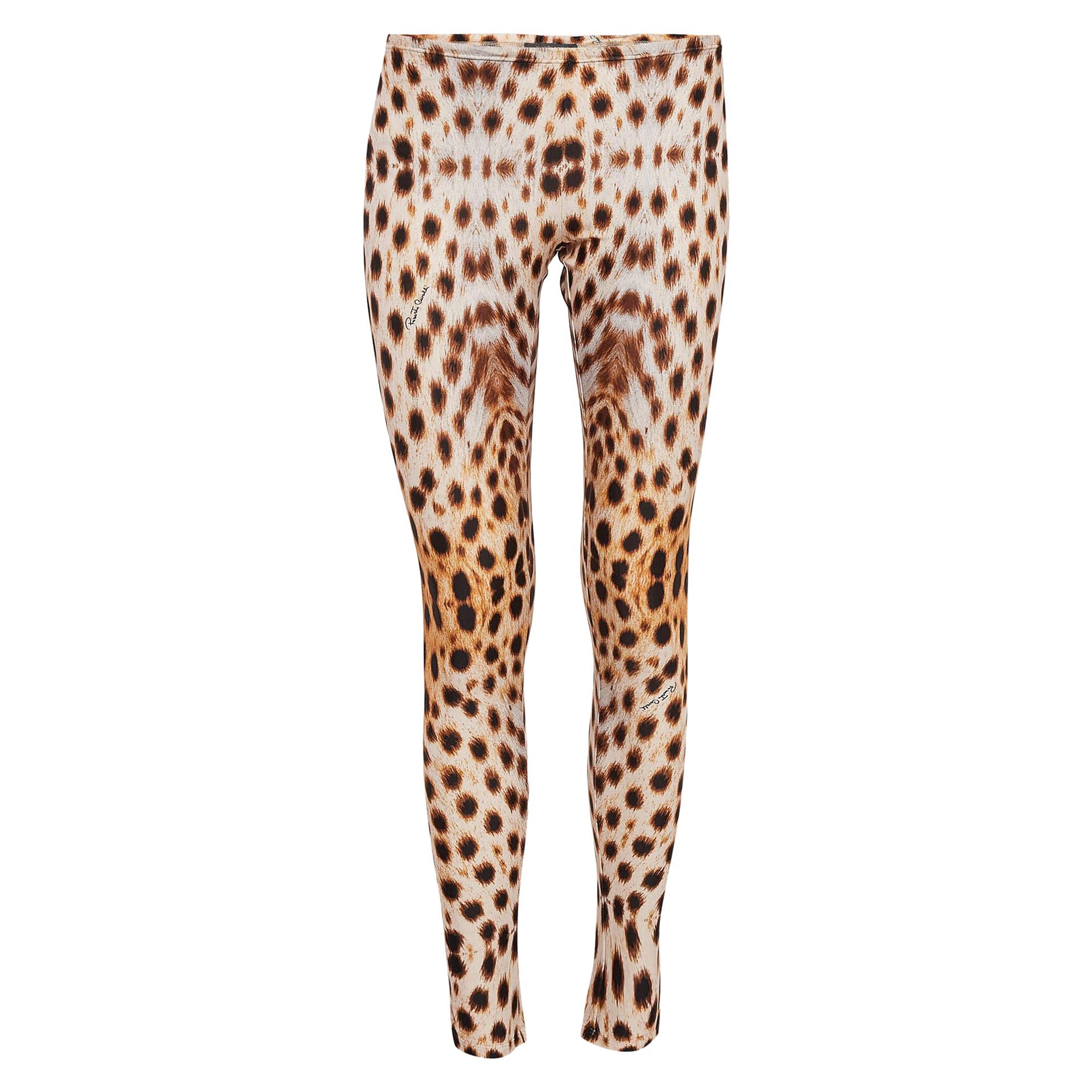 Roberto Cavalli Brown Leggings en jersey imprimé guépard M