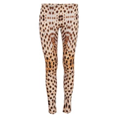 Roberto Cavalli Brown Cheetah Print Jersey Leggings M
