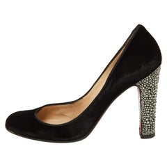 Christian Louboutin Velvet Crystal Embellished Heel Round Toe Pumps Size 38
