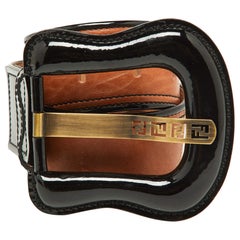 Fendi Black Patent Leather Wide Buckle Belt 80CM