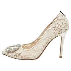 SJP Sarah Jessica Parker Weiße Pumps aus Spitze und Mesh Größe 37
