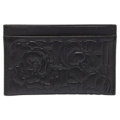 CH Carolina Herrera Portacarte in pelle nera con Monogram in rilievo