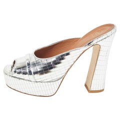 Malone Souliers Silver Textured Leather Yasmin Sandals Size 40