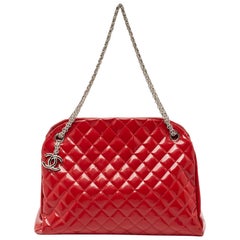 Chanel Red Quilted Patent Leather Large Just Mademoiselle Bag
