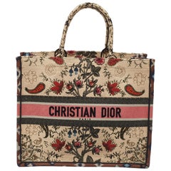 Dior Multicolor Floral Embroidered Canvas Large Book Tote