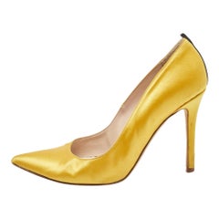 SJP Sarah Jessica Parker Yellow Satin Pointed Toe Pumps Size 37