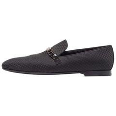 Louis Vuitton Black Satin Slip On Loafers Size 42.5
