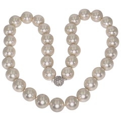 Magnificent French Faux 20 MM Size Pearl Necklace
