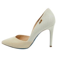 Escarpins Loriblu à bout pointu en cuir verni perforé tricolore, taille 39