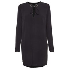 Sandro - Robe tunique en crêpe ornée de cristaux noirs L