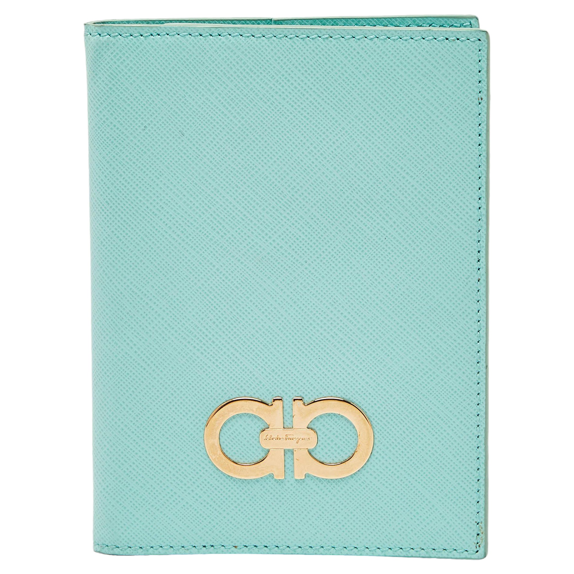 Salvatore Ferragamo Green Leather Passport Holder