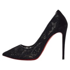 Christian Louboutin Black Mesh and Suede Follies Pumps Size 37