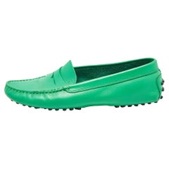 Tod's Green Leather Penny Loafers Size 36.5