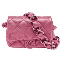 Chanel Metallic Pink Quilted Leather Mini Flap Bag