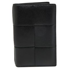 Bottega Veneta Black Leather Cassette Flap Card Case