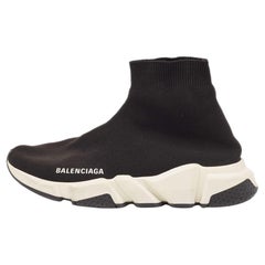 Balenciaga Black Knit Fabric Speed Trainer High Top Sneakers Talla 38