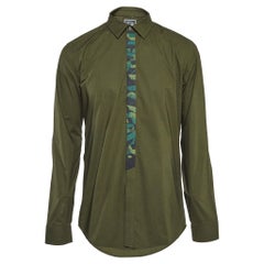 Kenzo Green Cotton Button Front Shirt XL