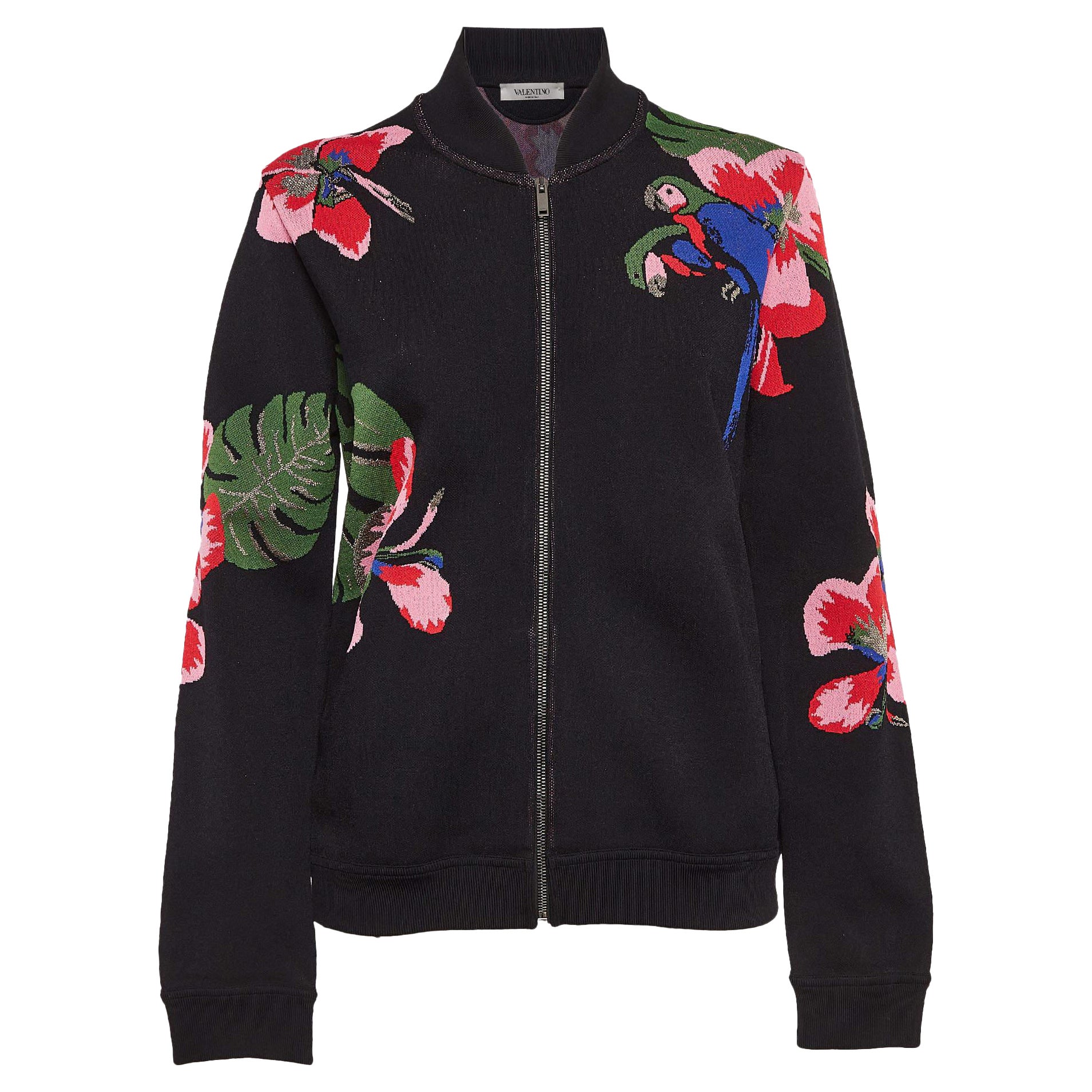 Chaqueta bomber de punto Valentino Negro Tropical Intarsia L en venta