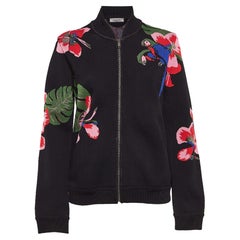 Valentino Giacca bomber in maglia con intarsio tropicale nera L.L.A.