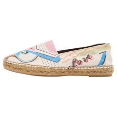 Saint Laurent Multicolor Canvas Love Espadrille Flats Size 40