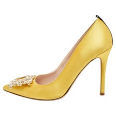 SJP Sarah Jessica Parker Amarillo Satén Cristal Embellished Pumps Talla 37