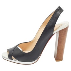 Christian Louboutin Black Leather Ankle Strap Sandals Size 38