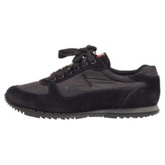 Prada Sport Black Suede and Nylon Low Top Sneakers Size 41