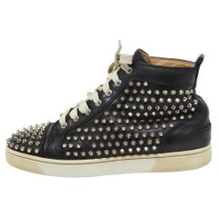 Christian Louboutin Black Leather Louis Spikes Sneakers Size 41