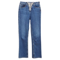 Maje Blue Lace-Up Denim High Rise Jeans XS Waist 26"