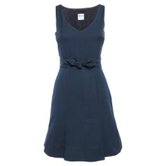 Valentino mini-robe plissée en coton bleu rouge S